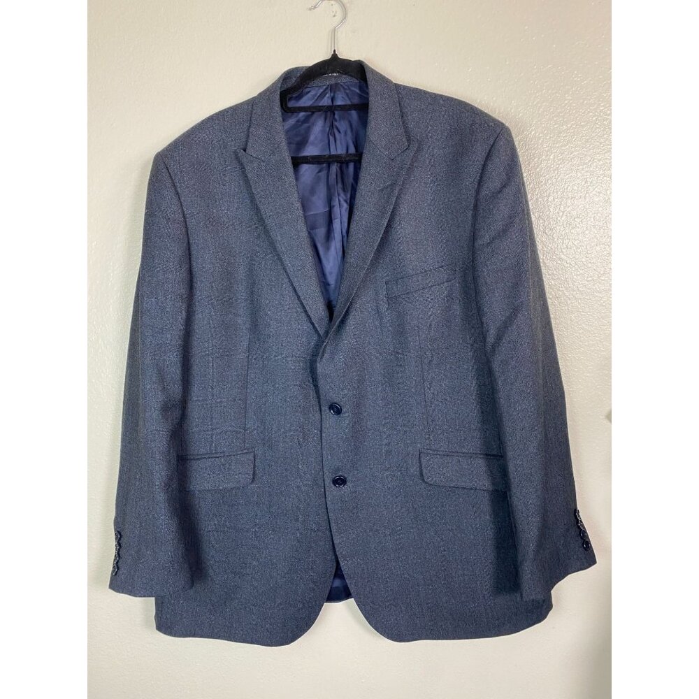 Alexandre London Savile Row Gray Blue Wool Blend Blazer Jacket 48R Sports coat